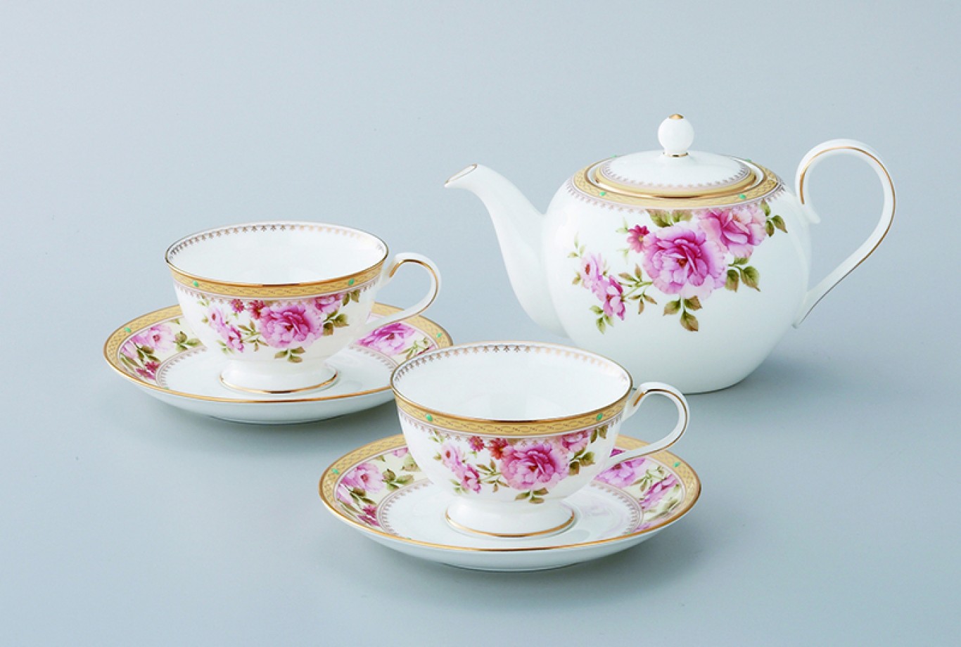 日本Noritake英倫玫瑰茶壺+花茶咖啡兩用對杯 原價$8,110特價$5,860