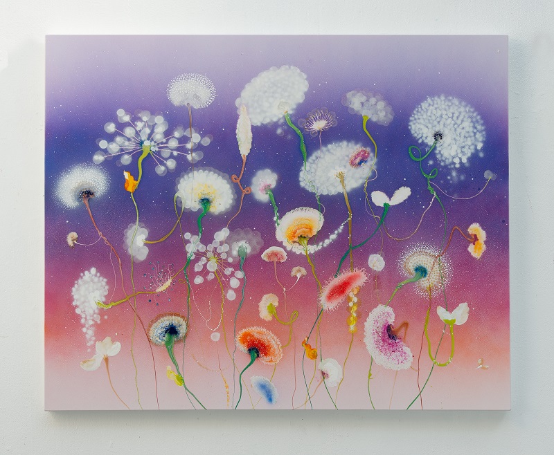Tfeu-52 Raingarden Floris, 130 x 160 cm, 2021, Lacquer and acrylic on canvas
