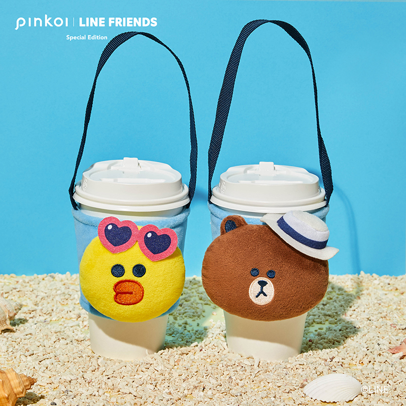 花火節熊大款絨毛飲料提袋・Pinkoi _ LINE FRIENDS Special Edition原價NT$349_2